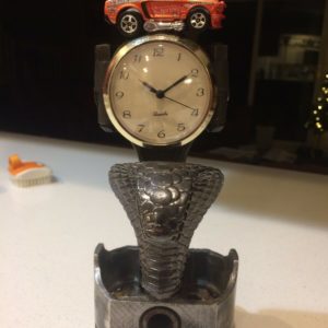COBRA MUSTANG COLLECTIBLE HANDMADE METAL STATUE WITH CLOCK
